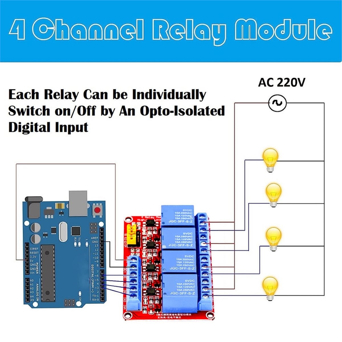 Relay Module 4 Channel - Модуль реле A49T на 4 канала,