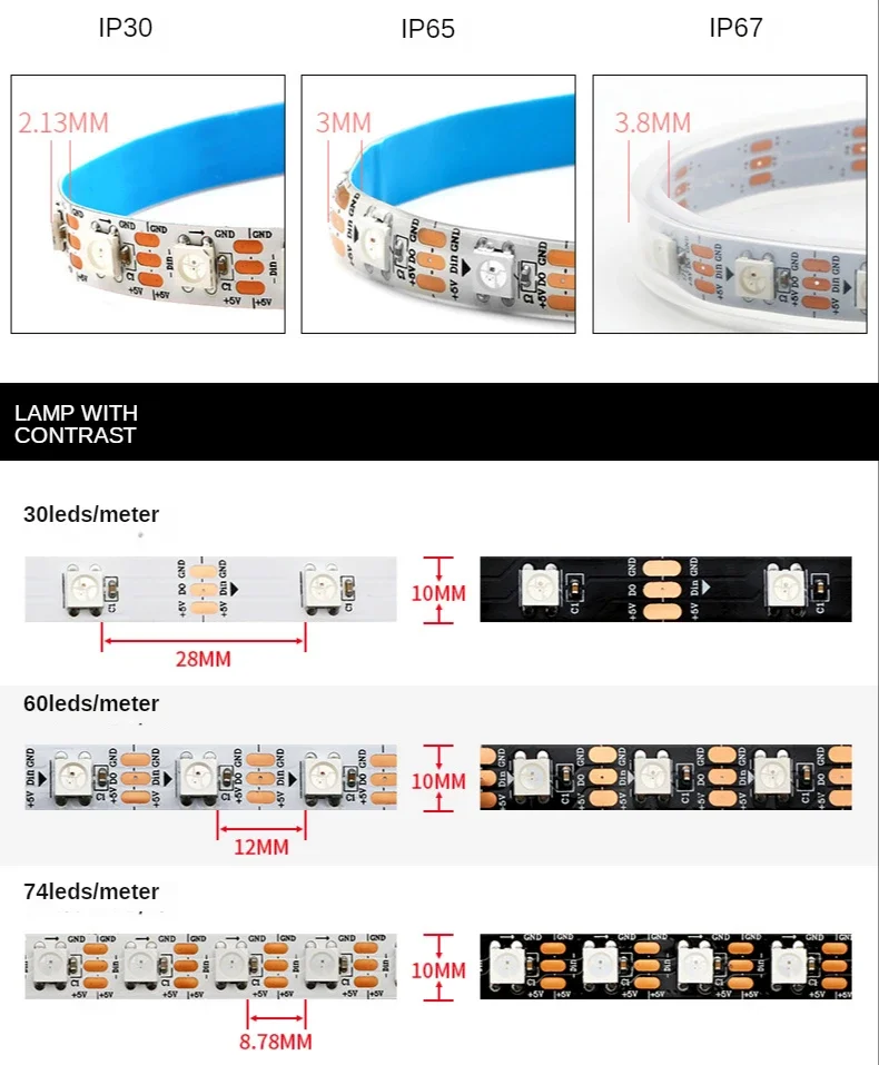 WS2812B Умная светодиодная лен – обзор и цена Ws2812B Strip 5V