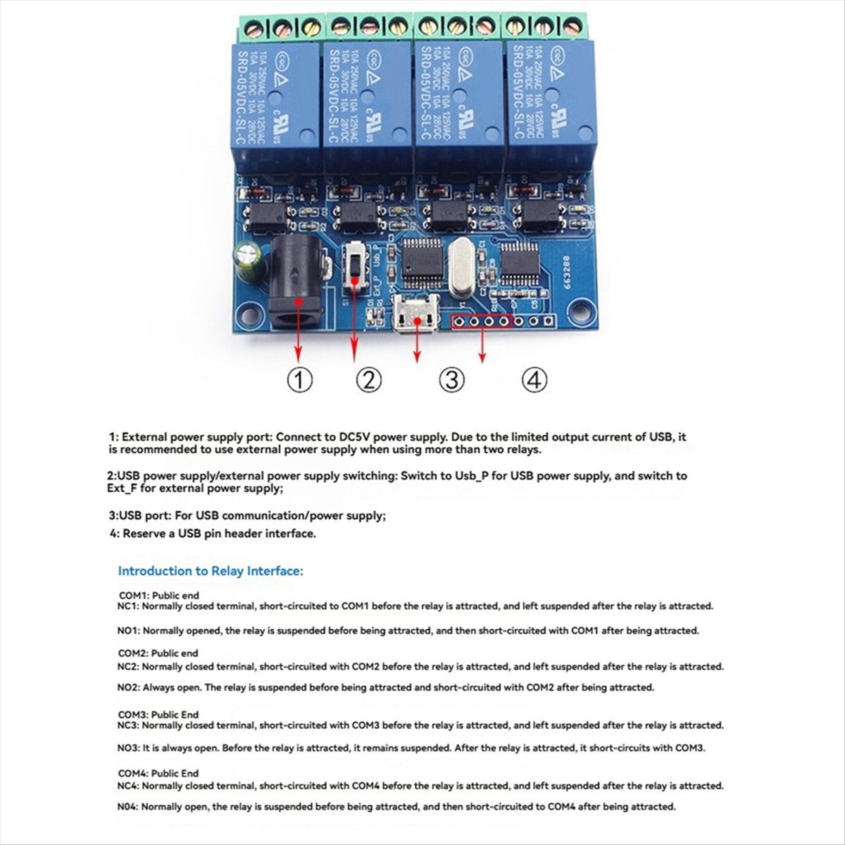 AT42 4-канальный USB-модуль ре – обзор и цена Relay Module 4 Channel